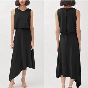 Cuyana Asymmetrical Overlay Dress in Black SzM Peru